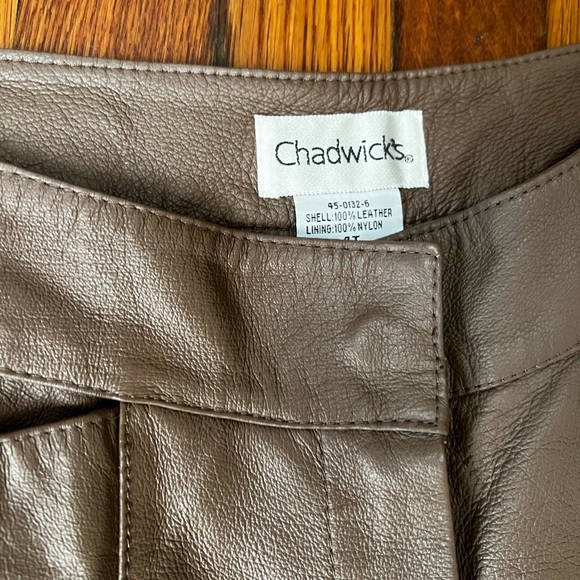 Chadwicks vintage genuine leather pants taupe sz 4 TALL - Picture 4 of 6